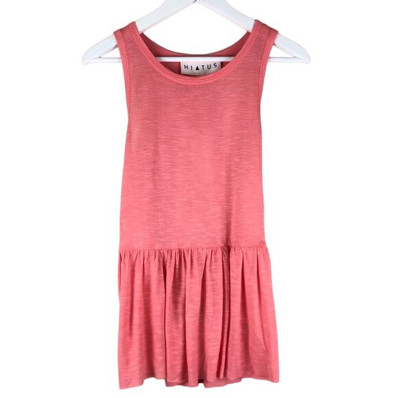 HIATUS Coral Pink Peplum Tank Top Summer Boho S NWT - Picture 1 of 7